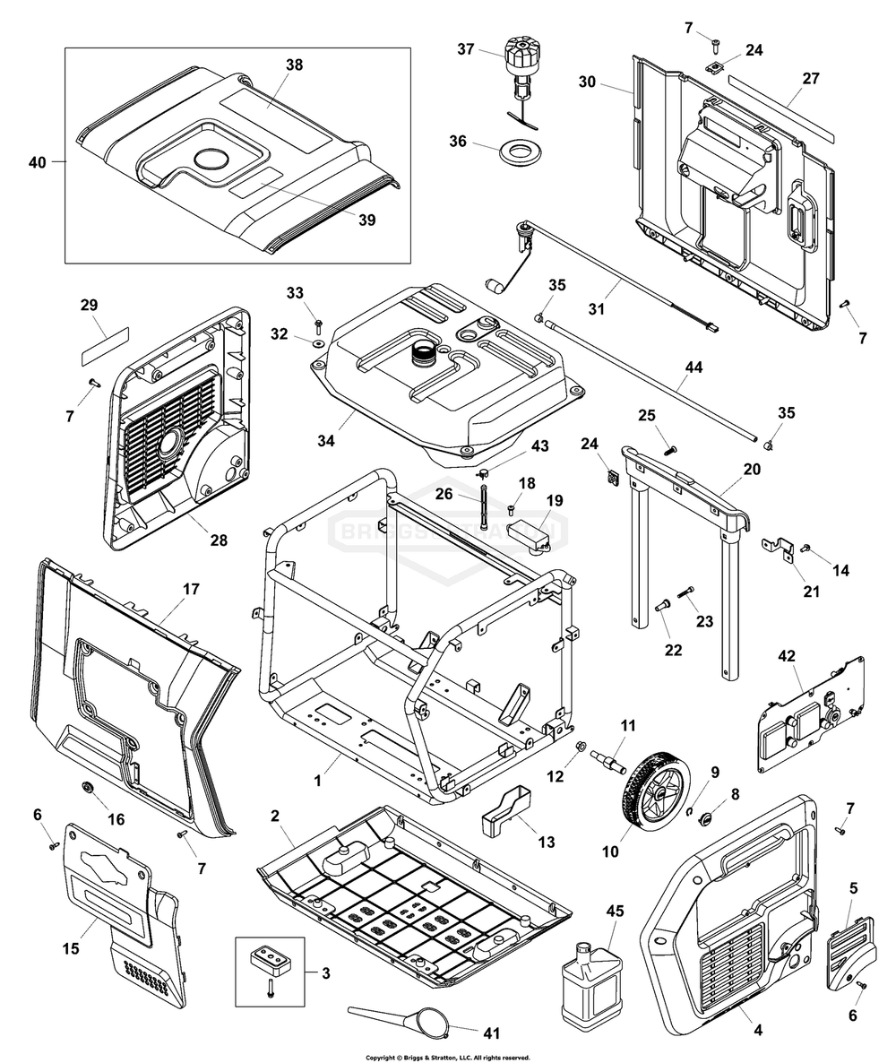 Main Unit P1 Diagram and Parts List for 030807-01  Briggs and Stratton Generator